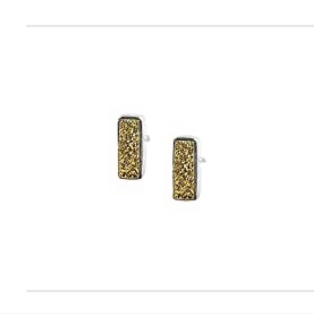 Sparkling Gold-Tone Rectangular Earrings